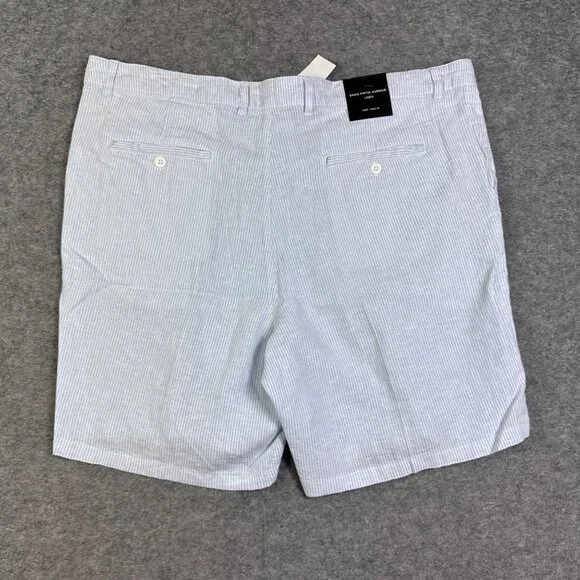 Saks Fifth Avenue Shorts Mens 40 Blue Linen Sky Resort Dressy Beach Lightweight - Picture 8 of 10